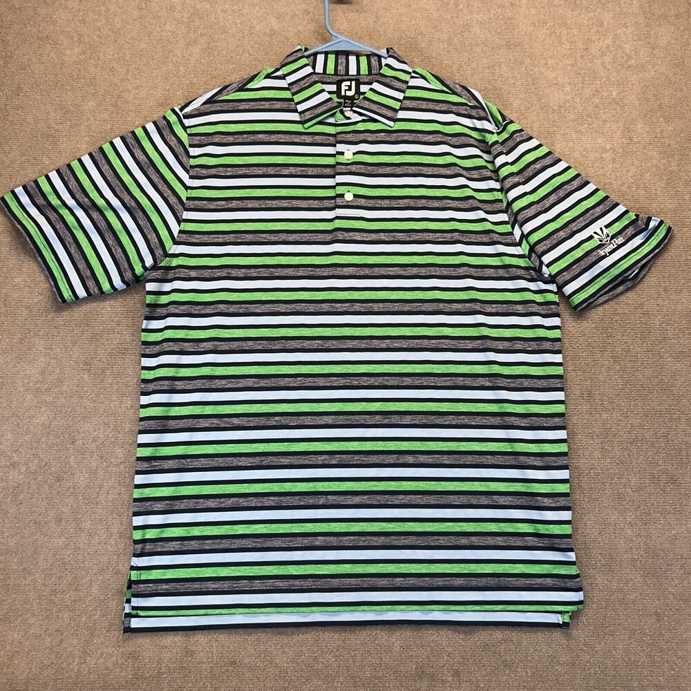 FootJoy Performance Polo Shirt Men's Large 4 Color Striped Bryan Park Golf Logo